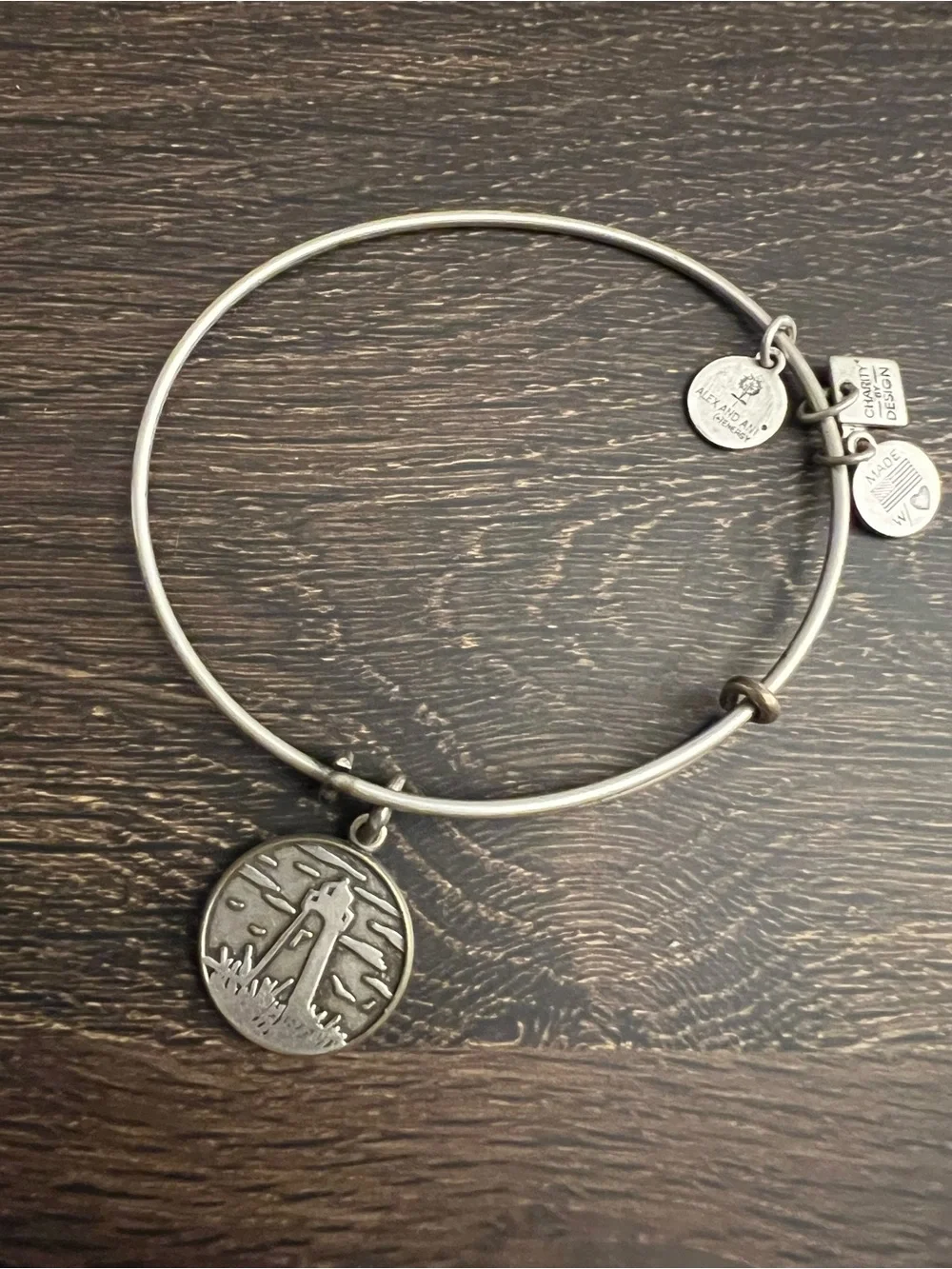 Alex and Ani Silver Tone Stackable Charm Bangle Bracelets Set of 9